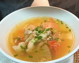Hình bước làm 3 của món Canh kim chi cà chua