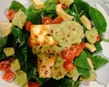 A picture of step 5 of ASH Salad (avacado,halloumi,sweetpotato).