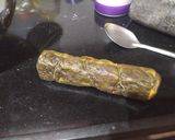 A picture of step 7 of Aloo Vadi or Patra.