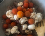Foto del paso 3 de la receta: Carne, champiñones y tomates cherry a la diabla con fantasía de pomelo de aperitivo.