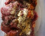 A picture of step 2 of Nyama choma (beef).