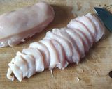 Фото кроку 2 до Мясо по-французски с филе курицей.