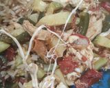 A picture of step 7 of Chicken and Poblano Peppers with Zucchini (My Style 'Alambre').