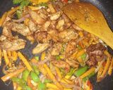 A picture of step 2 of Potato and chicken stir fry.