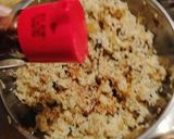 A picture of step 5 of Korean egg fried rice with eggplant/brinjal.