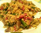 Foto del paso 7 de la receta Revuelto de trigueros y setas con quinoa y magro ahumado