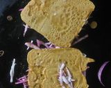 A picture of step 5 of Beetroot pudla sandwich.