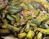 A picture of step 2 of Dahiwali bhindi sabzi (no onion no garlic recipe).