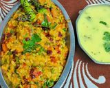 A picture of step 10 of Kathiyawadi Vaghareli Khichdi and Kadhi.