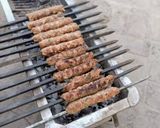 A picture of step 3 of Seekh kababs.