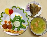 Hình bước làm 5 của món Bạn khủng long ham chơi