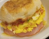 A picture of step 4 of Ham, Egg, & Cheese Breakfast Sandwich.