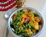 A picture of step 4 of Aloo and Muttar Subji/ Peas and Potatoes (south indian style).