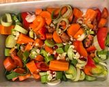A picture of step 3 of Haloumi, pesto and autumn veg pasta.