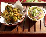 A picture of step 5 of Palak pakoda with peas chaat.