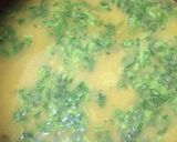 A picture of step 3 of Mong masoor ki dal with rice/paratha.