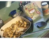 A picture of step 1 of Chicken Garlic Alfredo Zoodles.