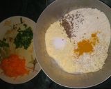 A picture of step 1 of Cornmeal Uttapam.
