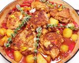 A picture of step 7 of Basque style chicken (Poulet Basquaise).