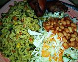 A picture of step 4 of Fried rice and chicken with coleslaw.