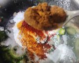 A picture of step 3 of Besan Karela Fry.