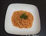 Foto langkah ke 6 dari resep Creamy Pink Pasta Low Budget ala Mie Pipih by : Jesslyn Orlane.