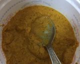A picture of step 3 of Mysore masala Dosa with red chutney and coconut chutney.