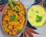 A picture of step 10 of Kathiyawadi Vaghareli Khichdi and Kadhi.