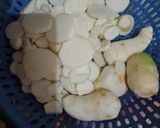 A picture of step 1 of 3 spice-Arvi ki bhujya.