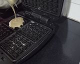 A picture of step 3 of Eggless Waffle with ice cream.