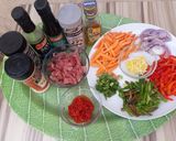 A picture of step 1 of Beef and veggies stir fry.