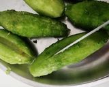 A picture of step 1 of Besan stuffed karela(bitter gourds).