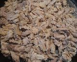 A picture of step 1 of Poivre Noir Sauce with Pulled Pork and Eggs.