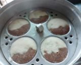 A picture of step 3 of Chocolate Idli with Coconut -palm jaggery filling.