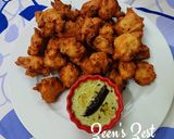 A picture of step 4 of Mysore Bajji with Spring Onion Greens.