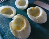 A picture of step 1 of Deviled Eggs with Tuna.