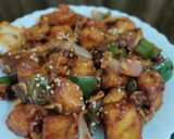 A picture of step 5 of Paneer chilli dry.