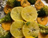 Oven baked salmon, sweet potatoes and broccoli রেসিপির ধাপ 2 ছবি
