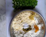 A picture of step 1 of Mix flour spring onion cheela.