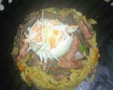 A picture of step 7 of Fried rice,peppered liver and sausage with coleslaw.