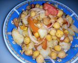 A picture of step 4 of ALU Chana chaat.