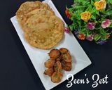 A picture of step 3 of Leek Pooris.