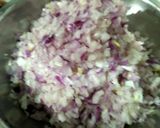 A picture of step 1 of Sev onion sabji.