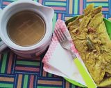 A picture of step 2 of Saag and Barley dosa.