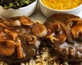 A picture of step 9 of Air Fryer Salisbury Steak with Mushroom and Onion Gravy.