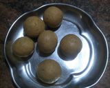 A picture of step 6 of Mawa Gulab Jamun from left over ghee residue.