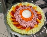 Une image de l'étape 17 de Salade complète au jambon blanc fumé, crudités et burrata.