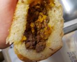 A picture of step 5 of Cheeseburger stuffed Bolillo roll.