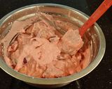 A picture of step 18 of Chocolate Layer Cake with Strawberry Cream Filling, White Chocolate Ganache Frosting coated with a Chocolate Crumble.