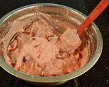 A picture of step 18 of Chocolate Layer Cake with Strawberry Cream Filling, White Chocolate Ganache Frosting coated with a Chocolate Crumble.